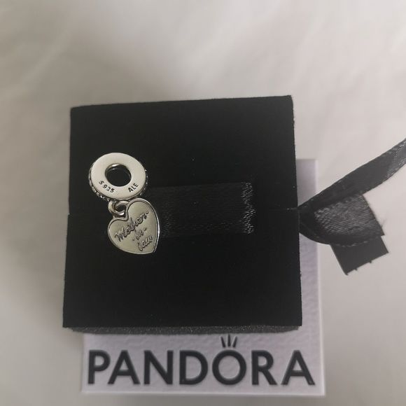 Pandora Jewelry - HP Pandora Authentic Heart Mother's Inlaw Hanging Charm Silver & White